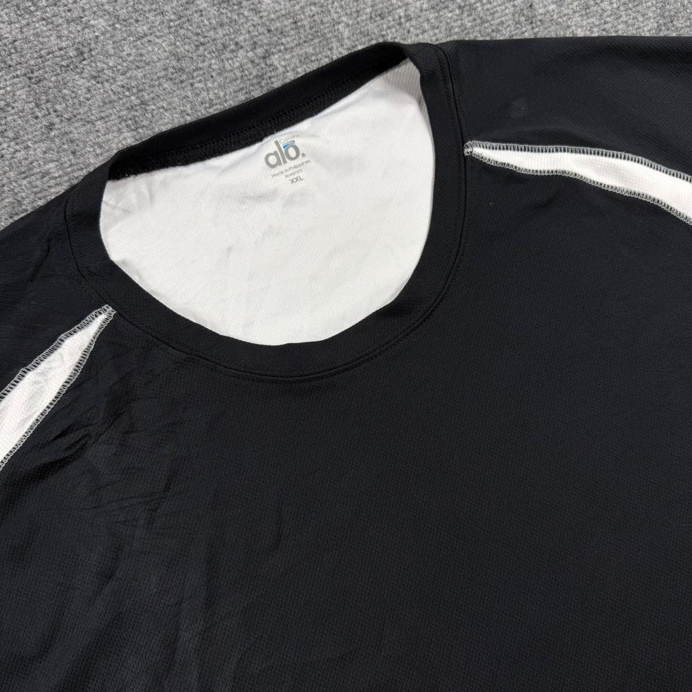 Alo CoolFit T-Shirt XXL Black White Raglan Sleeve Activewear Mens